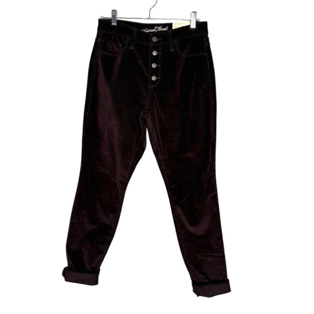 NWT Universal Thread High Rise Skinny Corduroy Pants Womens Size 6 28 Dark Plum